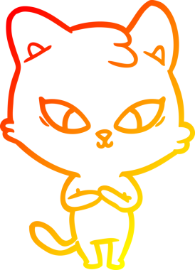 Bir insan tarafından çizilmiş sevimli bir çizgi film kedisinin sıcak çizgi çizgisi.