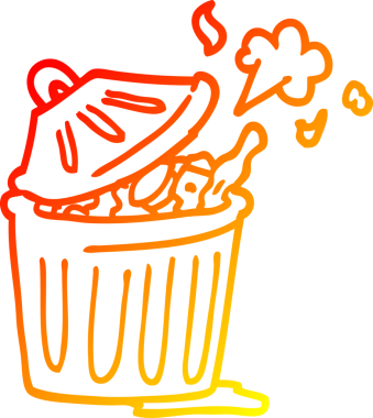 Bir insan tarafından çizilmiş bir çizgi film çöp kutusunun sıcak gradyan çizimi