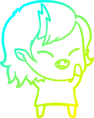 Bir insan tarafından çizilmiş gülen vampir kız çizgi filmi.