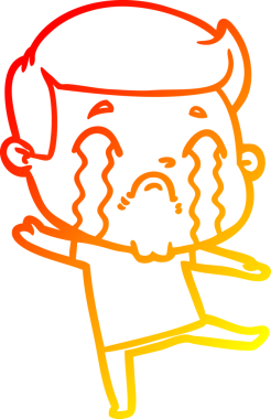 Bir insan tarafından çizilmiş ağlayan bir çizgi film karakteri çizimi.