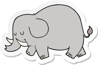 Bir insan tarafından çizilmiş bir filin çıkartması.