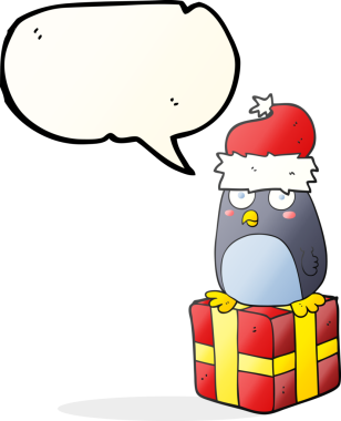 Bir insan tarafından çizilmiş serbest konuşma balonu karikatürü Noel pengueni