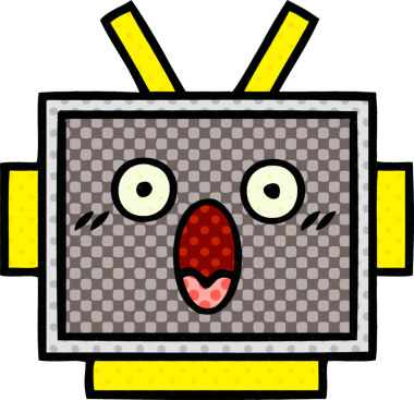 Bir insan tarafından çizilmiş robot kafanın çizgi romanı.