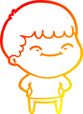 Bir insan tarafından çizilen mutlu bir çocuğun sıcak çizgi çizimi.