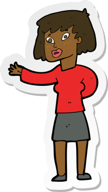 Bir insan tarafından çizilmiş bir karikatür kadının çıkartması.