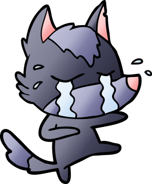 Bir insan tarafından çizilmiş ağlayan kurt çizgi filmi.