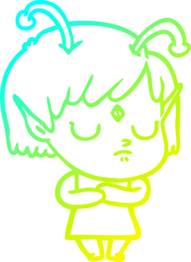 Bir insan tarafından çizilmiş bir uzaylı kız çizgi filmi.