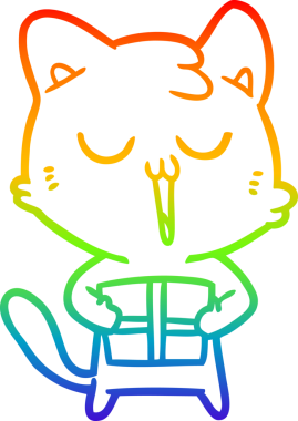 gökkuşağı gradyan çizgi çizimi Bir insan tarafından çizilmiş bir çizgi kedi