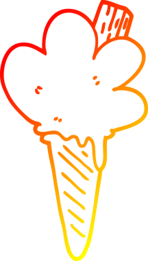 Bir insan tarafından çizilmiş bir dondurma külahının sıcak çizgi çizimi