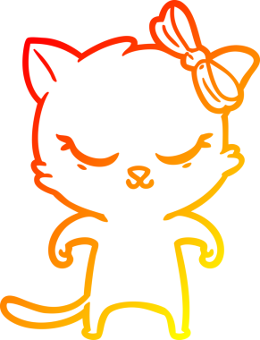 Bir insan tarafından çizilmiş sevimli bir çizgi film kedisinin sıcak çizgi çizimi