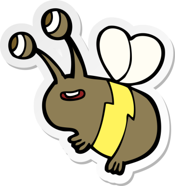 Bir insan tarafından çizilmiş mutlu arının çıkartması.