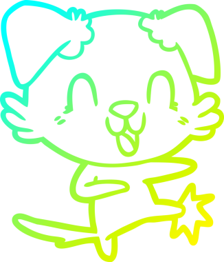 Bir insan tarafından çizilmiş gülen çizgi film köpeğinin soğuk çizgisi.