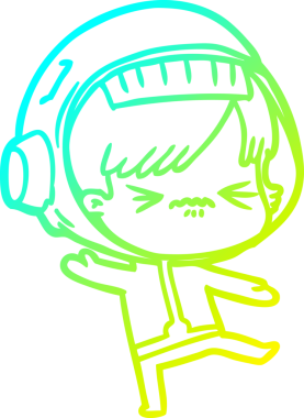 Bir insan tarafından çizilmiş soğuk gradyan çizgili astronot kadın çizimi.