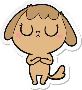 Bir insan tarafından çizilmiş şirin bir köpeğin çıkartması.