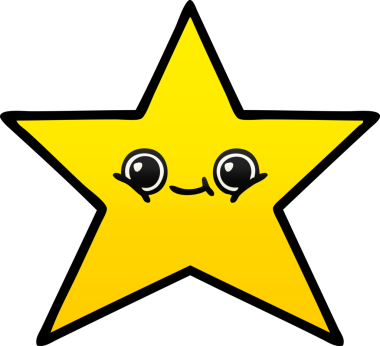 Bir insan tarafından çizilmiş altın yıldızın gölgeli karikatürü