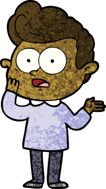 Bir insan tarafından çizilmiş çizgi film bakışlı adam.