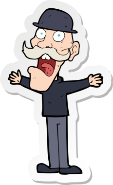 Bir insan tarafından çizilmiş melon şapkalı bir adamın çıkartması.