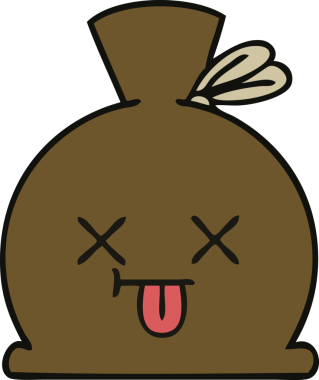 Bir insan tarafından çizilmiş şirin bir çuval karikatürü