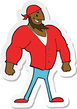 Bir insan tarafından çizilmiş bir karikatür erkek denizci çıkartması.