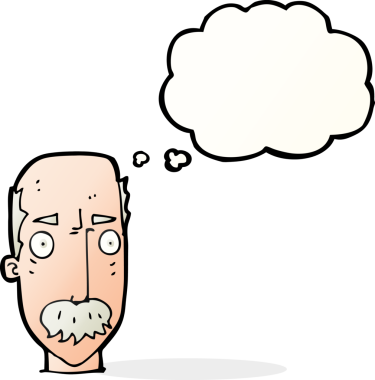 Bir insan tarafından çizilen düşünce baloncuğuyla yaşlı bir adamı sinirlendiren çizgi film.