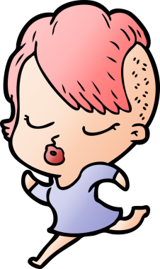 Bir insan tarafından çizilmiş güzel hippi kız.