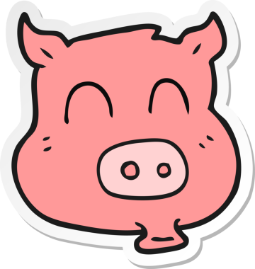 Bir insan tarafından çizilmiş bir domuzun çıkartması.