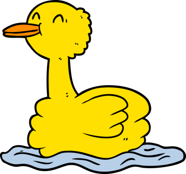 Bir insan tarafından çizilmiş yüzen ördek.