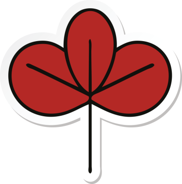 Bir insan tarafından çizilmiş güzel bir sonbahar yaprağının çıkartması.