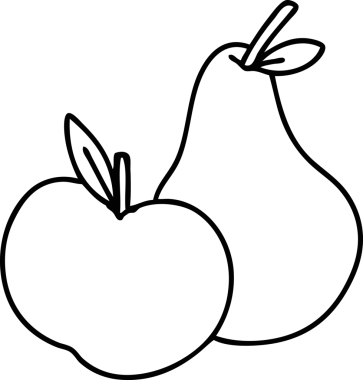 Bir insan tarafından çizilmiş elma ve armut karalaması.