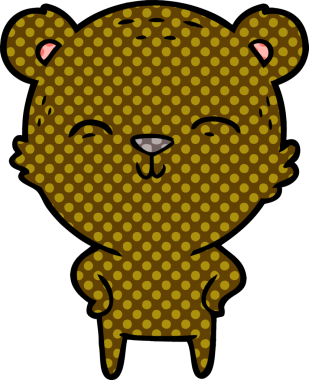 Bir insan tarafından çizilmiş kalçalı mutlu çizgi film ayısı.