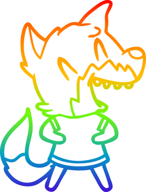 Bir insan tarafından çizilmiş gülen tilki çizgi filmi.