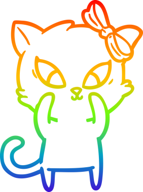 gökkuşağı gradyanı çizimi bir insan tarafından çizilmiş çizgi film kedisi