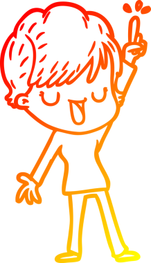 Bir insan tarafından çizilmiş mutlu bir kadının çizgi çizimi.