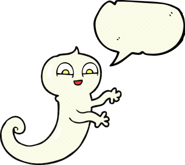 Bir insan tarafından çizilmiş serbest çizilmiş çizgi roman konuşma balonu çizgi film hayaleti.