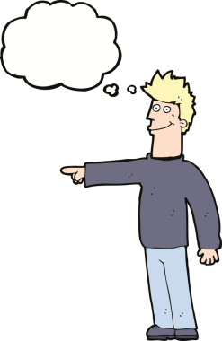 Bir insan tarafından çizilmiş düşünce balonlu mutlu bir adam.