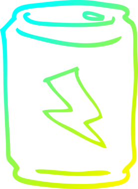 Bir insan tarafından çizilen enerji içeceği kutusunun soğuk gradyan çizgisi.