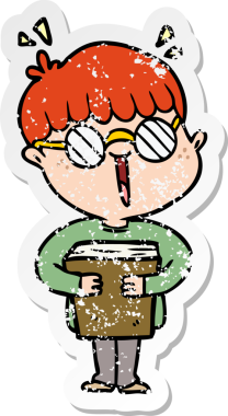 Bir çizgi film çocuğu ve bir insan tarafından çizilmiş bir kitap.