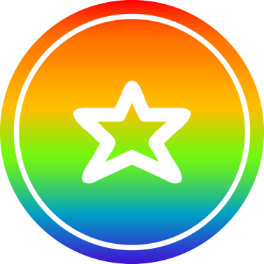 bir insan tarafından çizilmiş gökkuşağı gradyan bir yıldız şekli dairesel simgesi