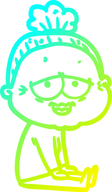 Bir insan tarafından çizilmiş, mutlu, yaşlı bir kadının çizdiği soğuk çizgi.