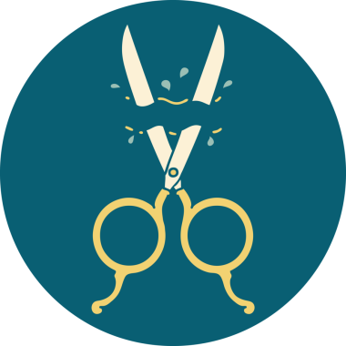 Bir insan tarafından çizilmiş berber makasının ikonik dövme şekli