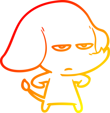 Bir insan tarafından çizilmiş kızgın bir fil çizimi.