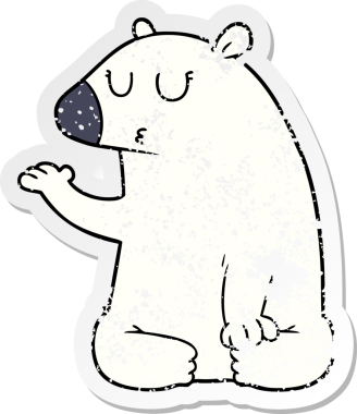 Bir insan tarafından çizilmiş kutup ayısının sıkıntılı çıkartması.