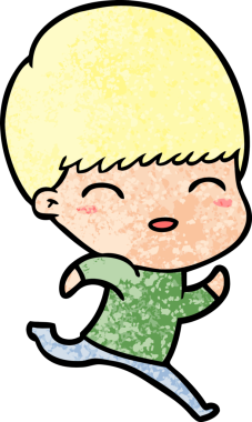 Bir insan tarafından çizilmiş mutlu çizgi film çocuğu.