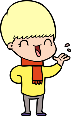 Bir insan tarafından çizilmiş mutlu çizgi film çocuğu.