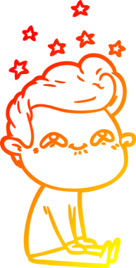 Bir insan tarafından çizilmiş, heyecanlı bir çizgi film çizimi.