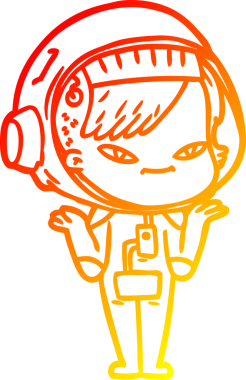 Bir insan tarafından çizilmiş bir astronot kadın çizgi çizimi.