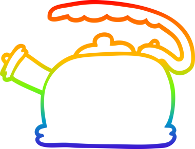 gökkuşağı gradyan çizgi çizimi bir insan tarafından çizilen ıslık çaydanlığı