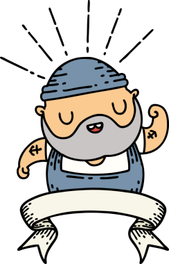 Dövme stili sakallı bir adam, bir insan tarafından çizilmiş kol kasları.