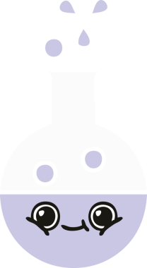 Bir insan tarafından çizilmiş bir test tüpünün düz renk retro karikatürü