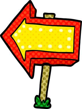 bir insan tarafından çizilmiş ok işaretini gösteren çizgi film